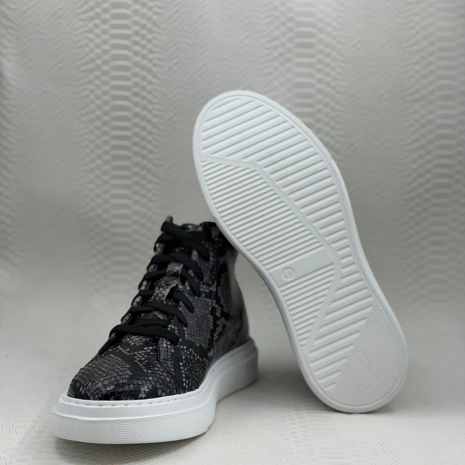 Lucas Shoes 855 A Snake ghete gri piele naturala