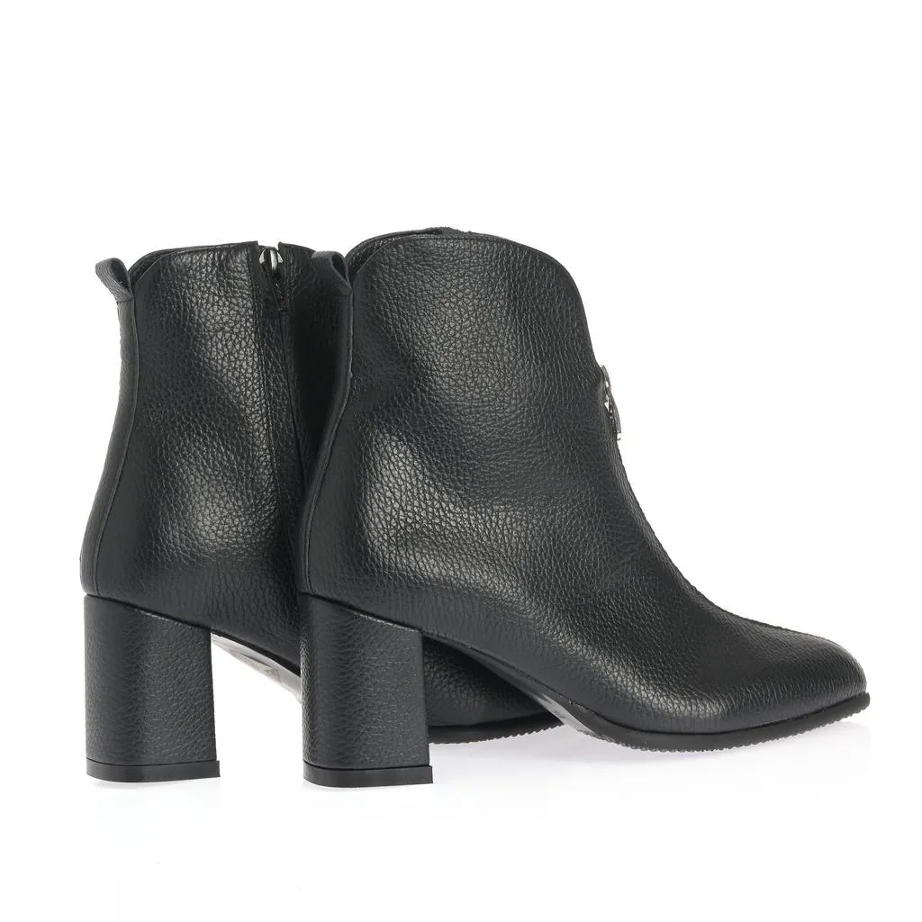 Ana Urbana Natalia botine piele negre toc gros