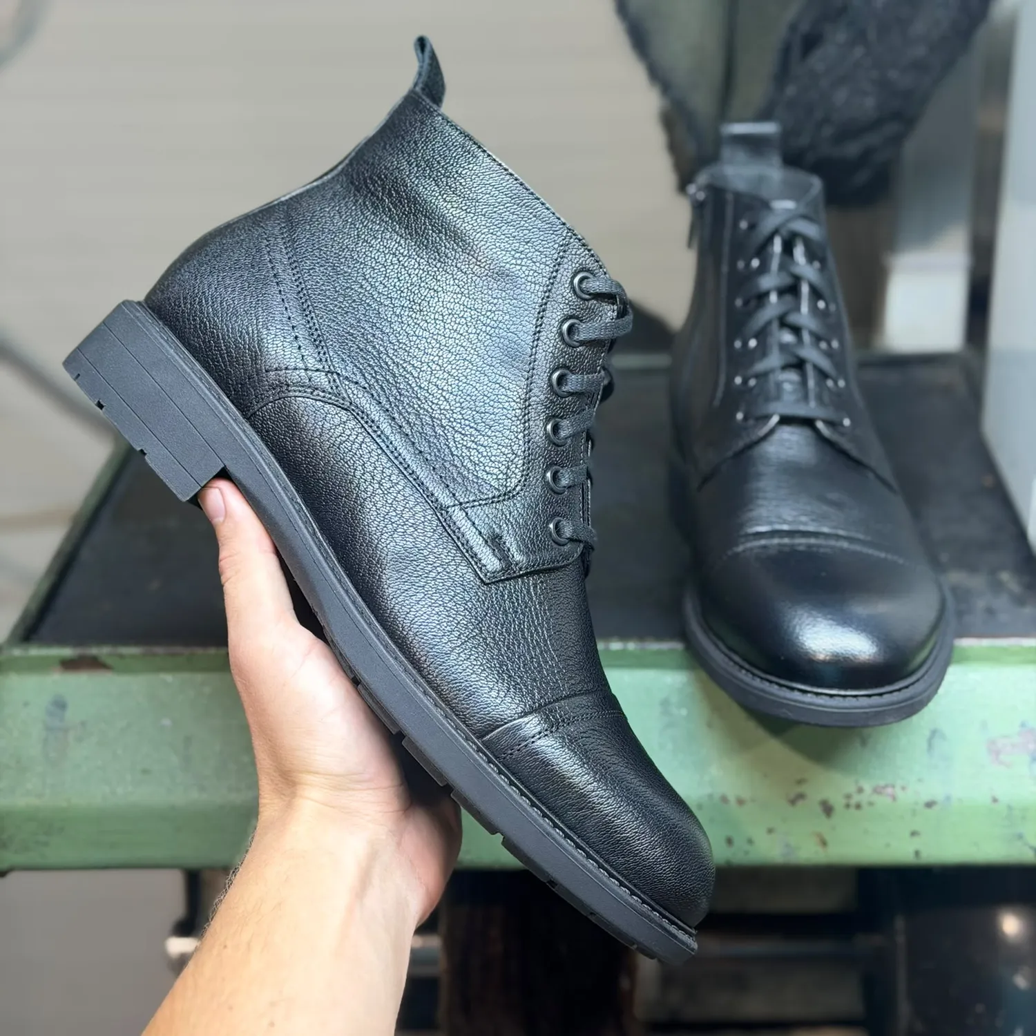 Lucas Shoes 601 Rossi Negru Bizon ghete piele