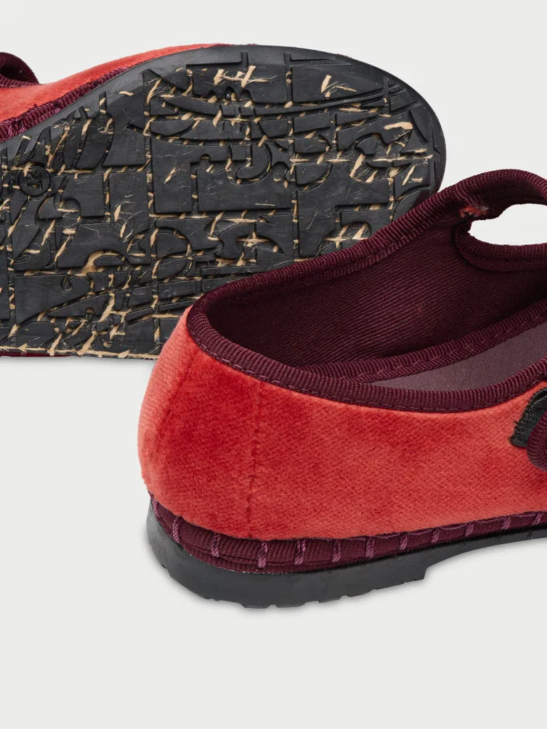 Flagelus Margaret Kids pantofi rosii catifea