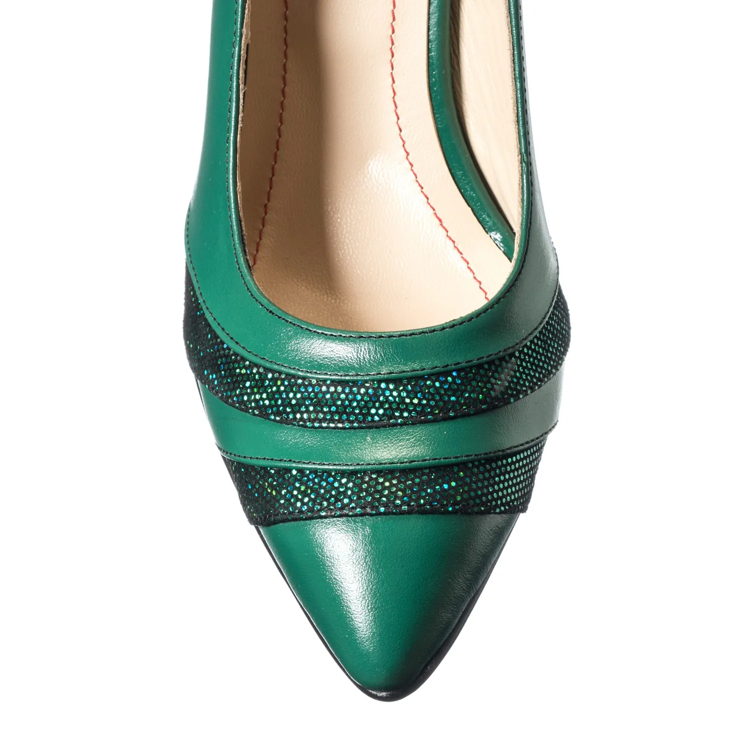 Catinca Shoes A101 VSC sandale piele verde sclipici
