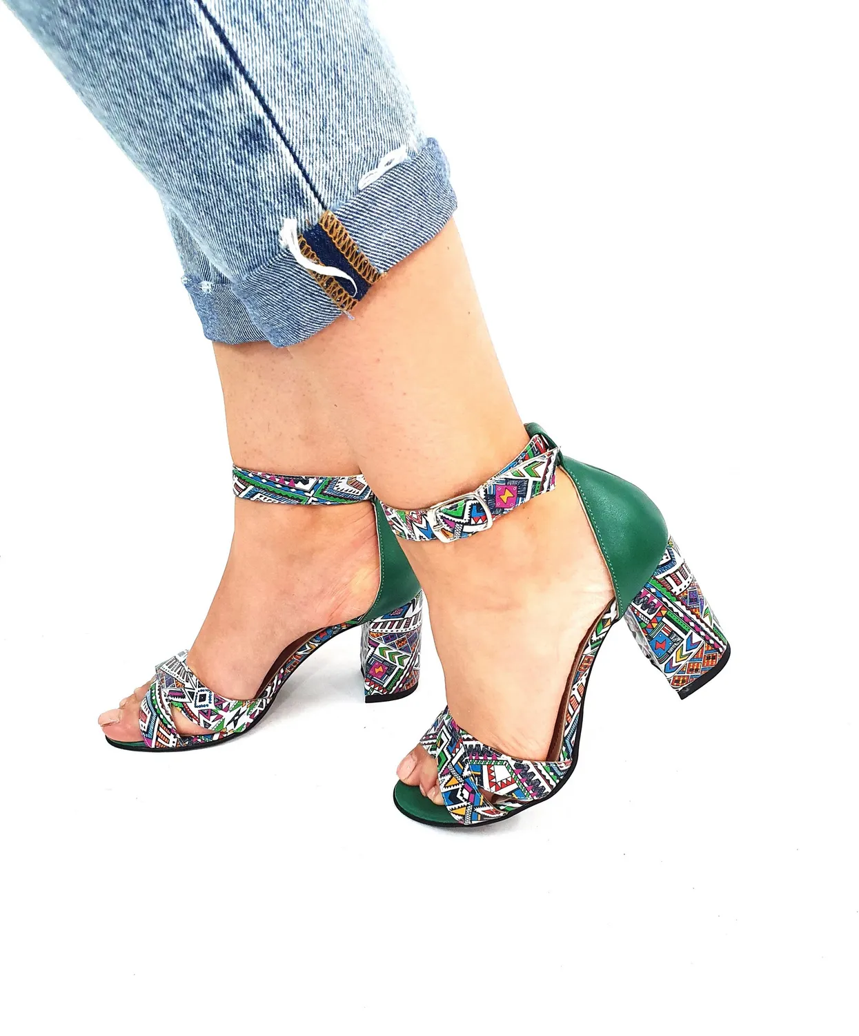 Catinca Shoes S4 VMT sandale damă verde tradițional