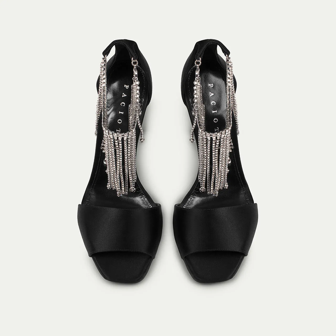 Cesare Paciotti Medea sandale dama negre satin toc 10 cm
