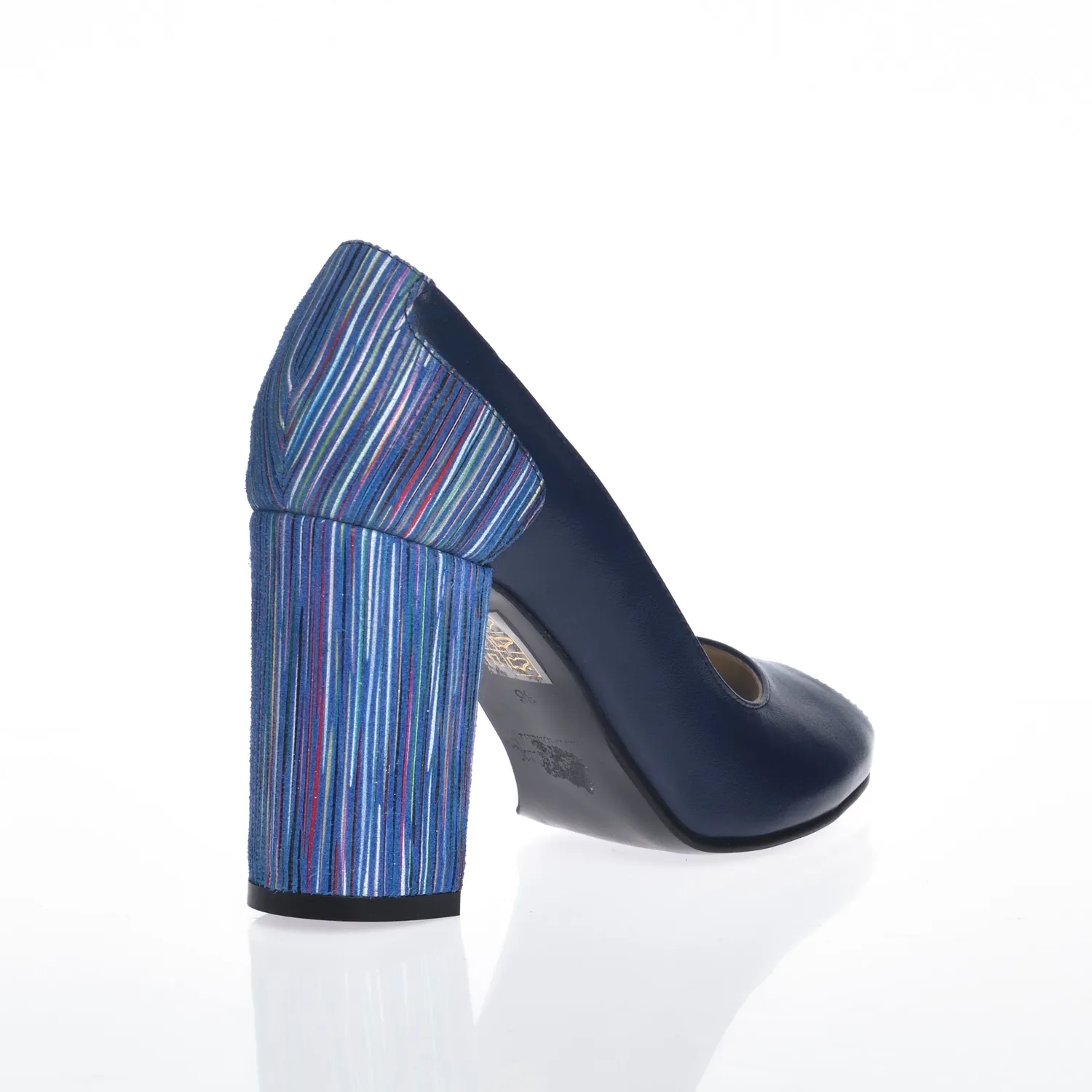 Catinca Shoes F26 BI pantofi dama piele bleumarin imprimeu