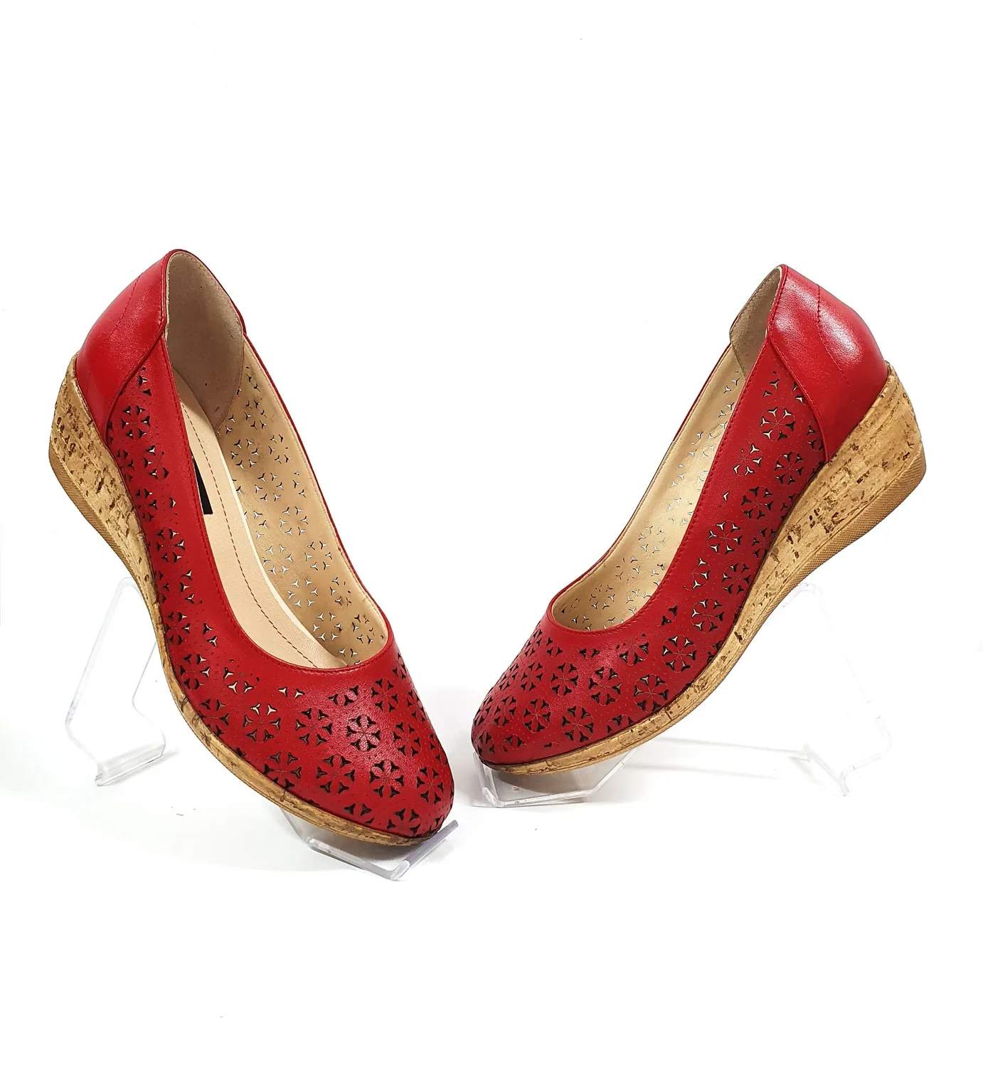 Catinca Shoes T15 R pantofi dama rosii perforati piele
