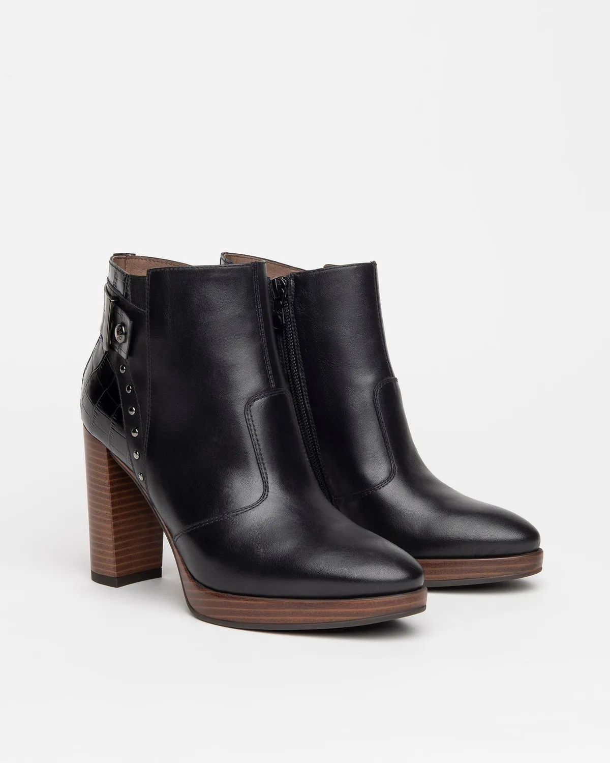Botine NeroGiardini piele imprimeu croco toc 9,5 cm