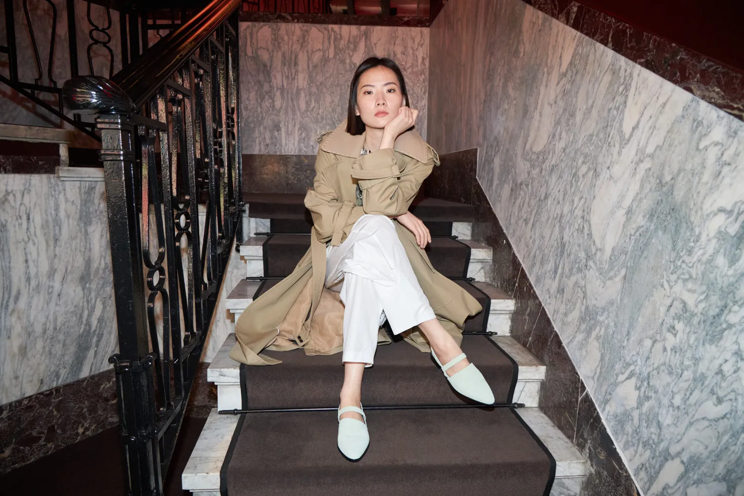 Cecilia Bringheli Vega slingback mint piele