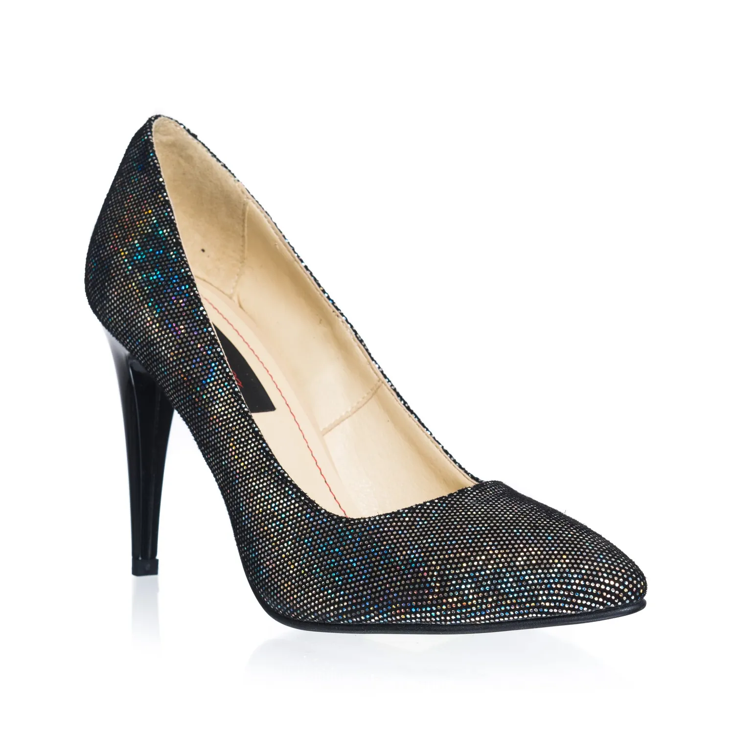 Catinca Shoes 2691 pantofi stiletto piele negru sclipici