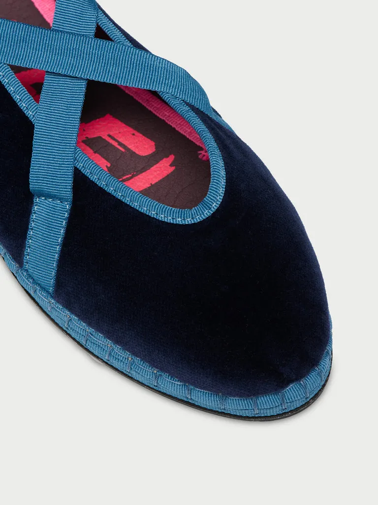 Flagelus Ribbon Montague pantofi bleumarin catifea