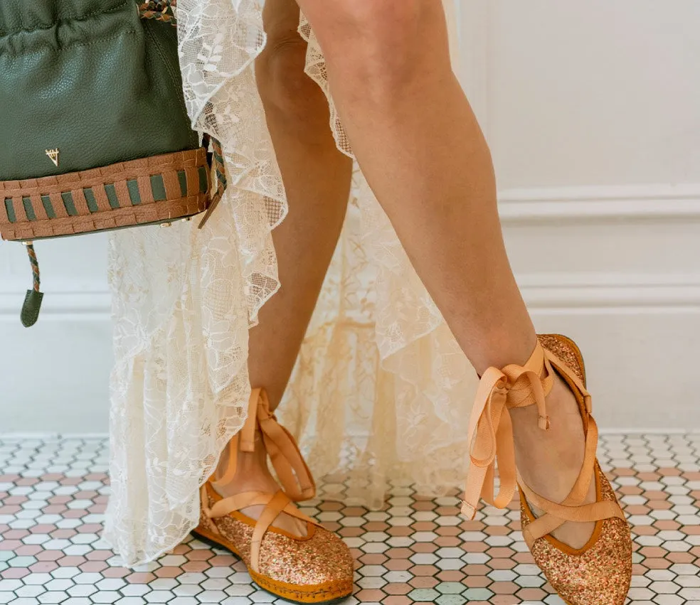 Flagelus Twenties balerini portocalii glitter
