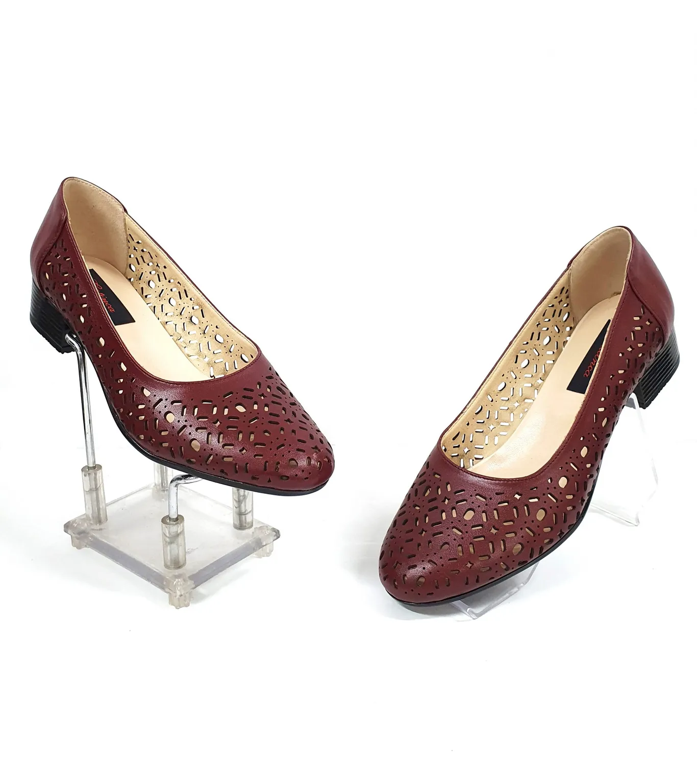 Catinca Shoes T10 BO pantofi dama bordo perforati piele