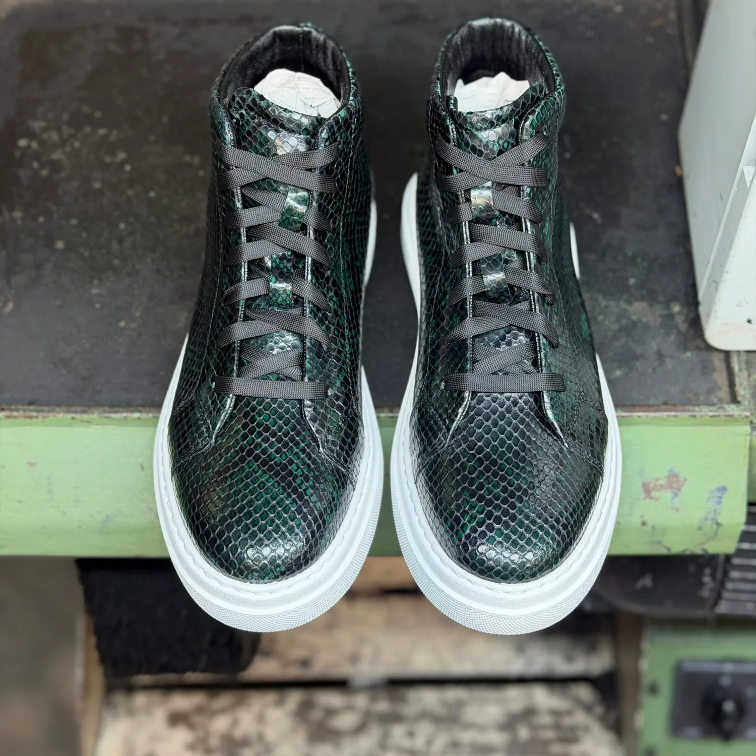 Lucas Shoes 855 A Snake ghete bărbați verde piele