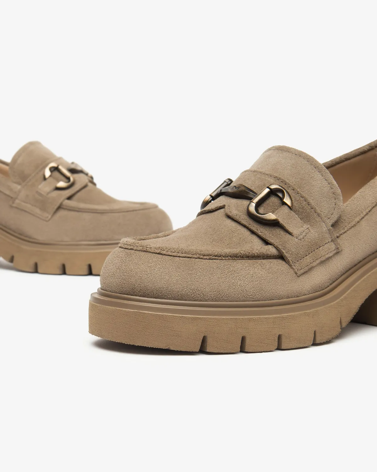 Mocasini NeroGiardini piele intoarsa dama toc 6 cm catarama