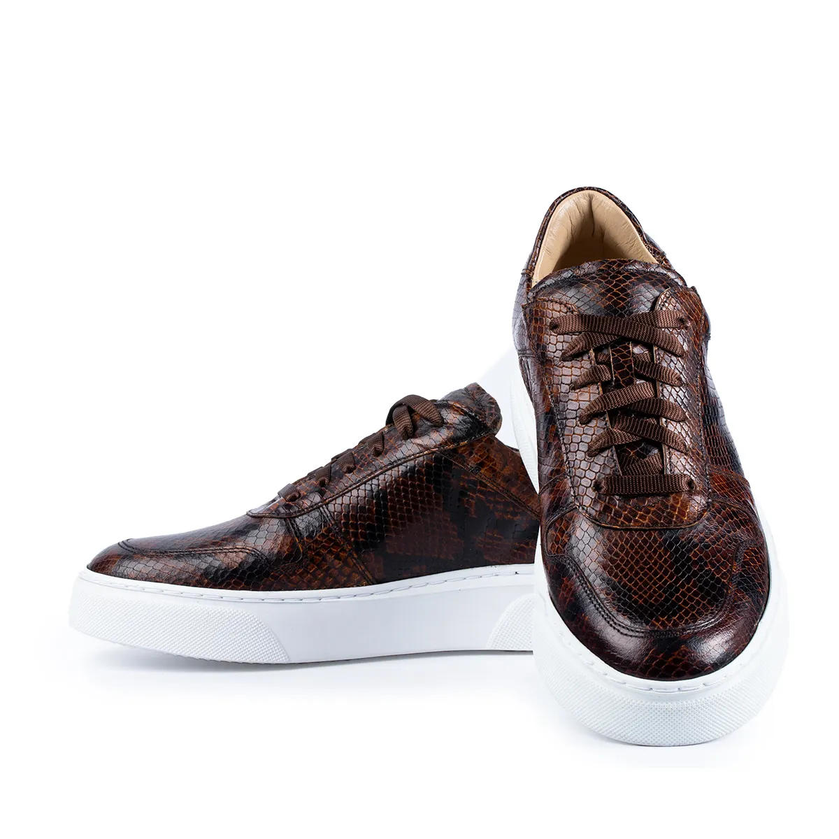 Lucas Shoes 001 sneakers piele maro croco