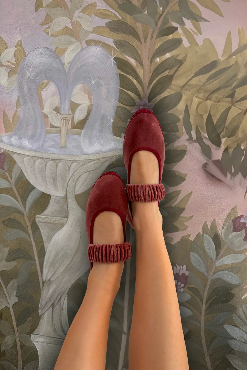 Flagelus Mafalda Double Pink pantofi roz velvet