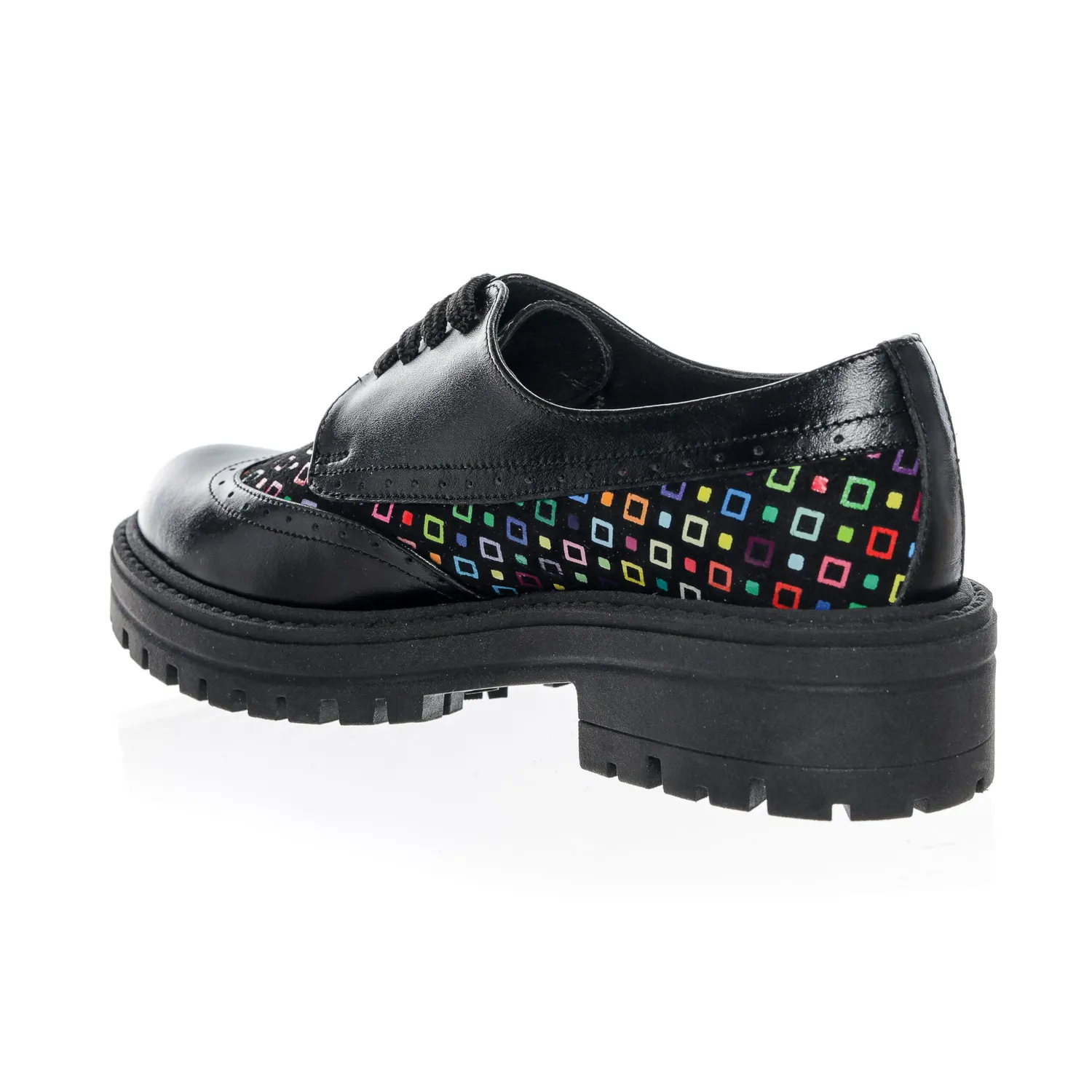 Catinca Shoes G9 NPC pantofi piele negru cu patrătele