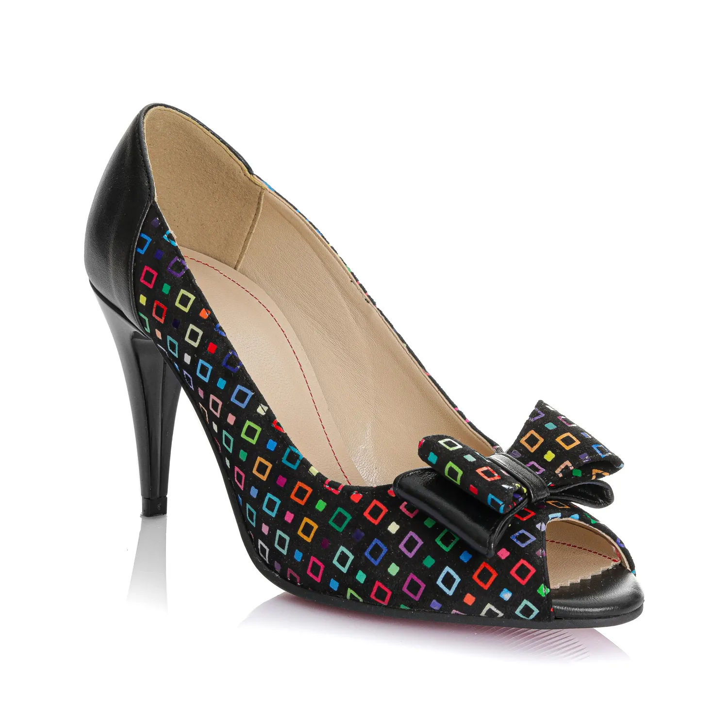 Catinca Shoes F23 NPC pantofi piele negru pătrățele