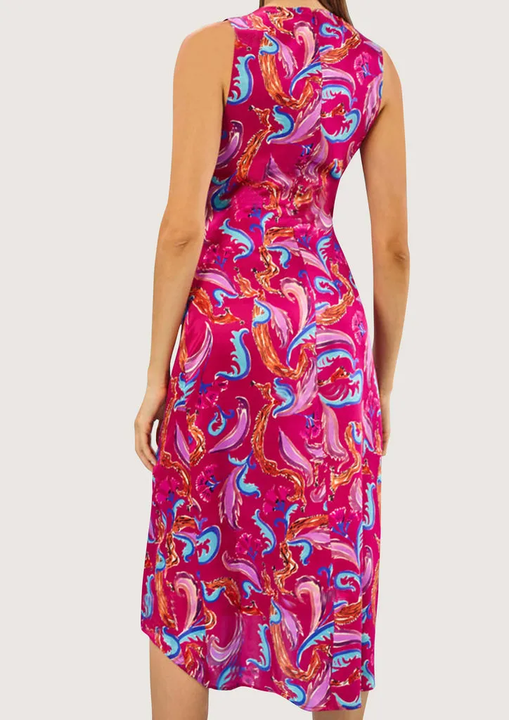 Flagelus Cristobal Tennis Pink rochie matase midi