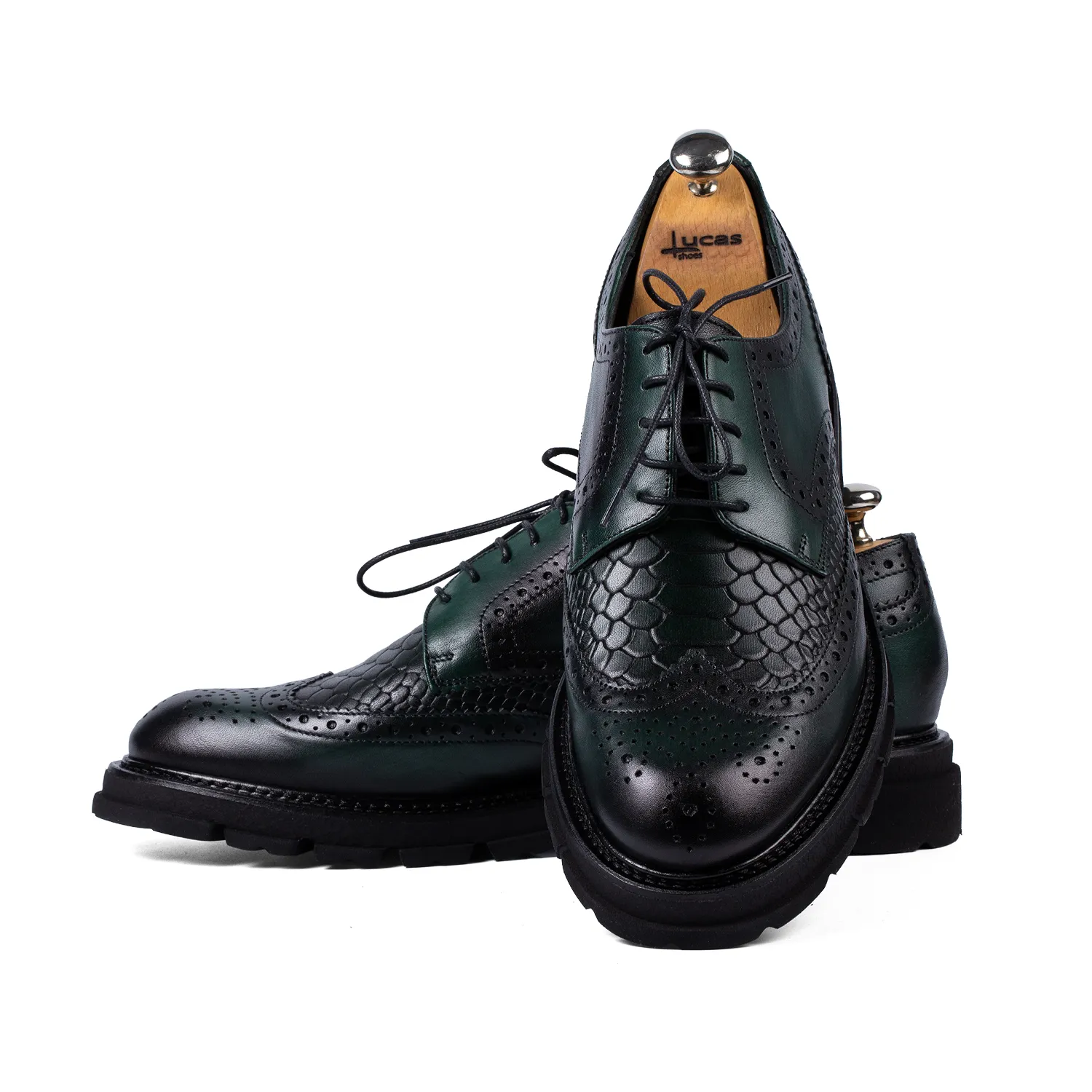 Lucas Elegant 534 Verde pantofi piele pictati manual