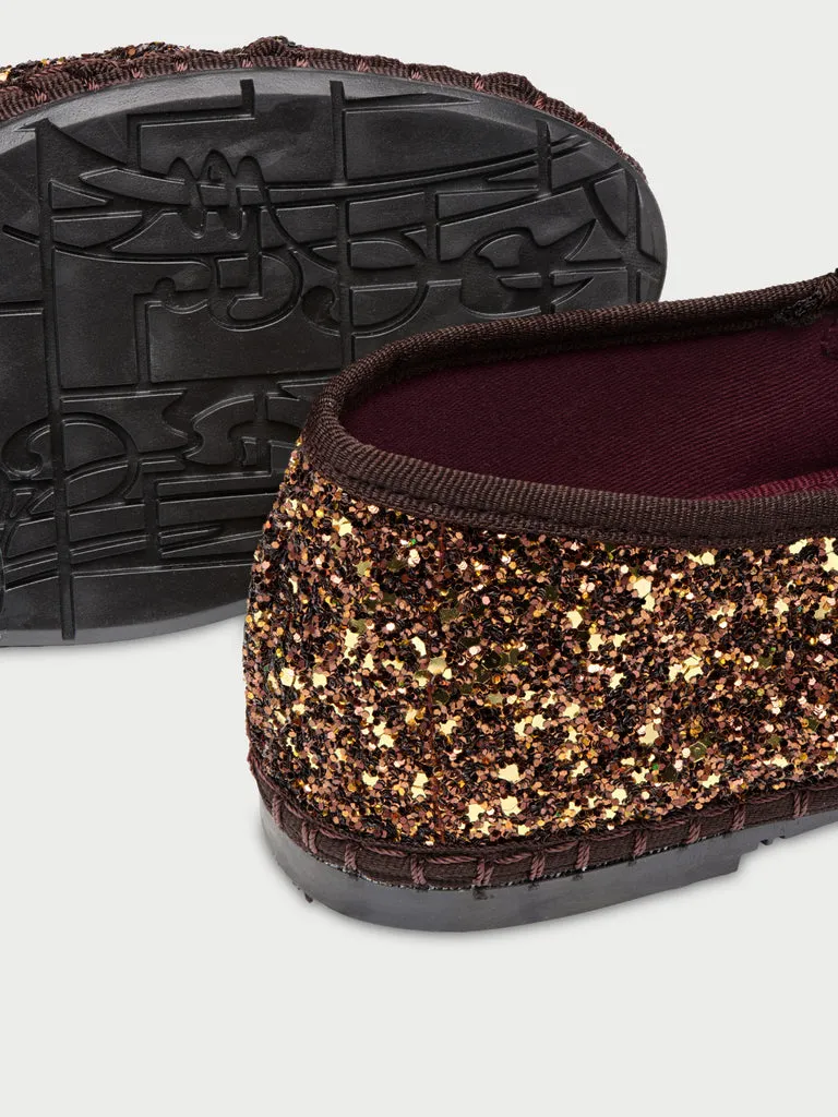 Flagelus Pierre Brown Glitter balerini maro