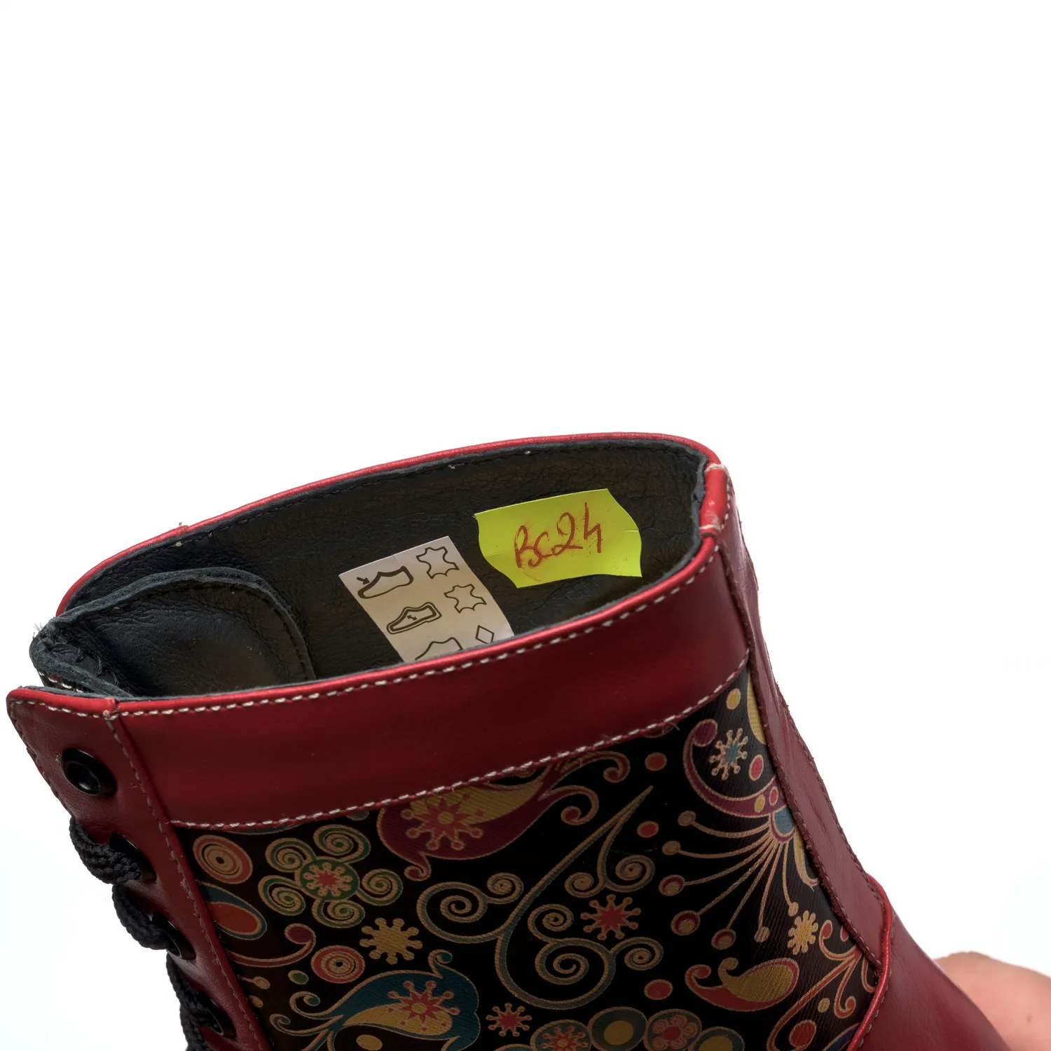 Catinca Shoes BC24 RBP bocanci dama piele rosu box paun