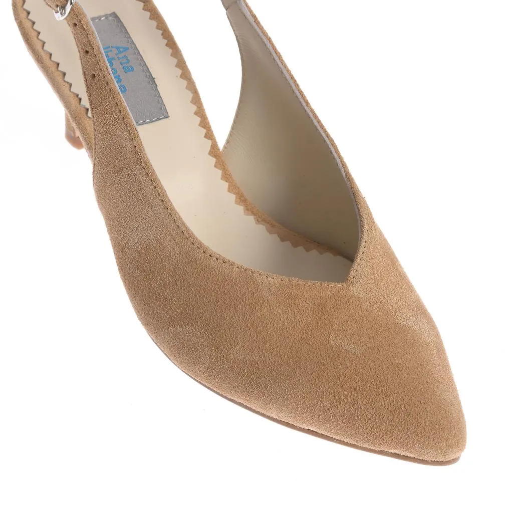 Ana Urbana Shoes Cristina slingback bej toc mic piele