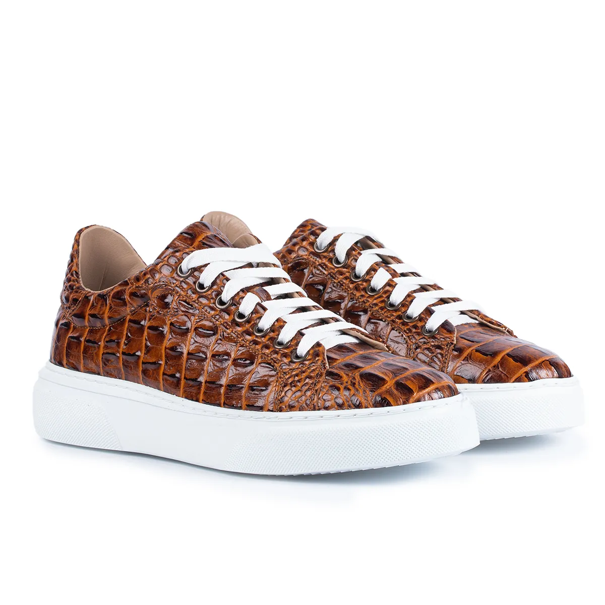 Lucas Shoes Sneaker 510 Croco sneakers maro piele naturala