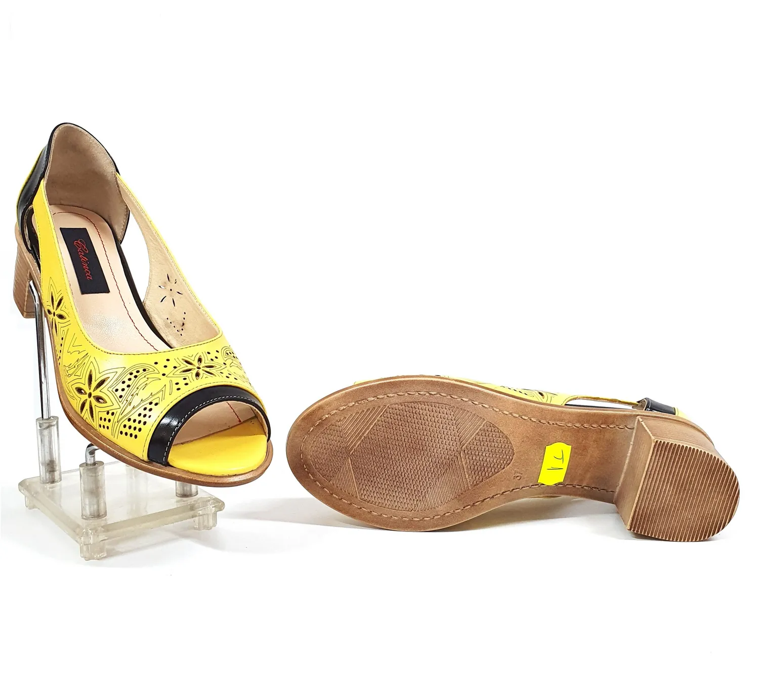 Catinca Shoes T1 GN sandale dama piele galben negru