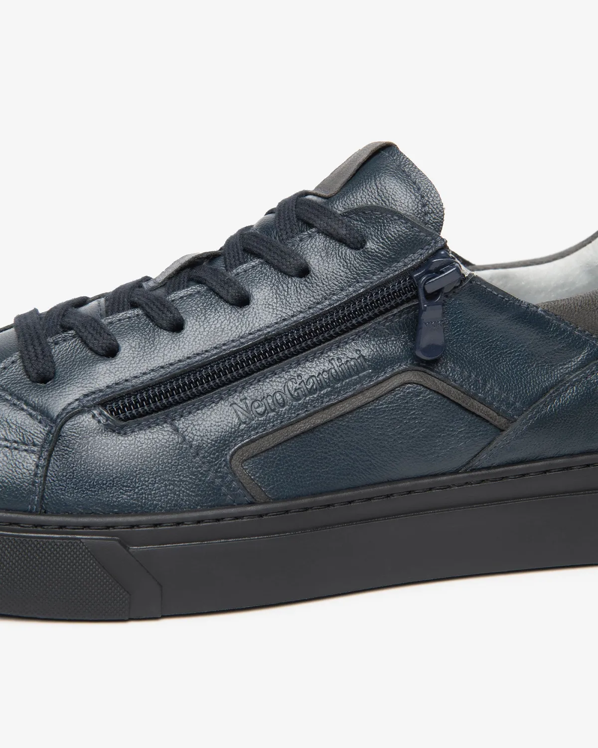 NeroGiardini sneakers barbati piele cu fermoar lateral