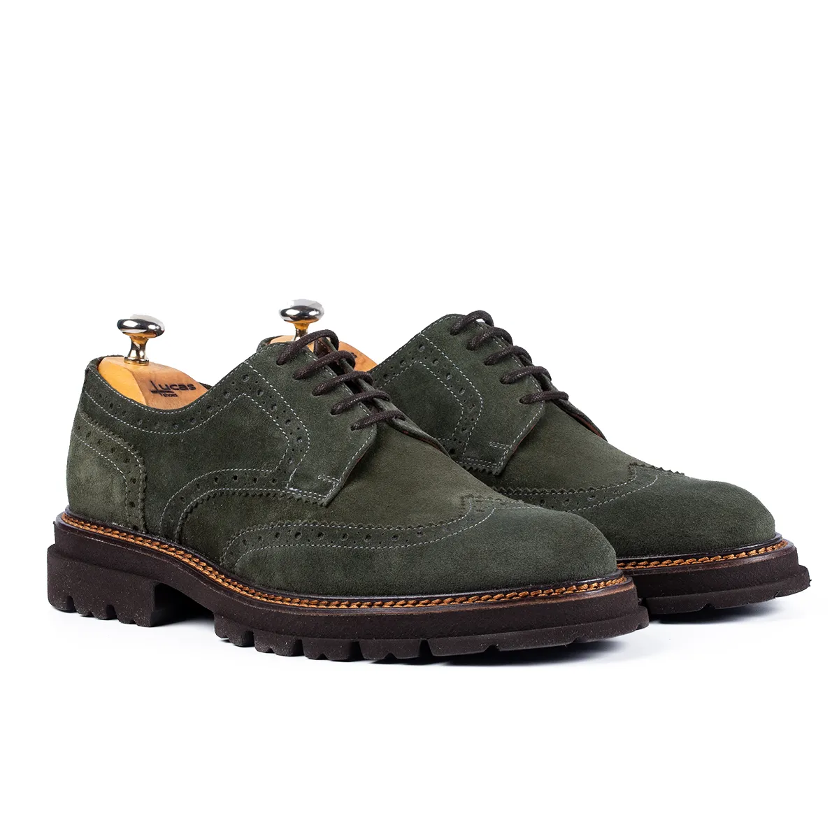 Lucas Shoes Elegant 550 pantofi piele verde velur