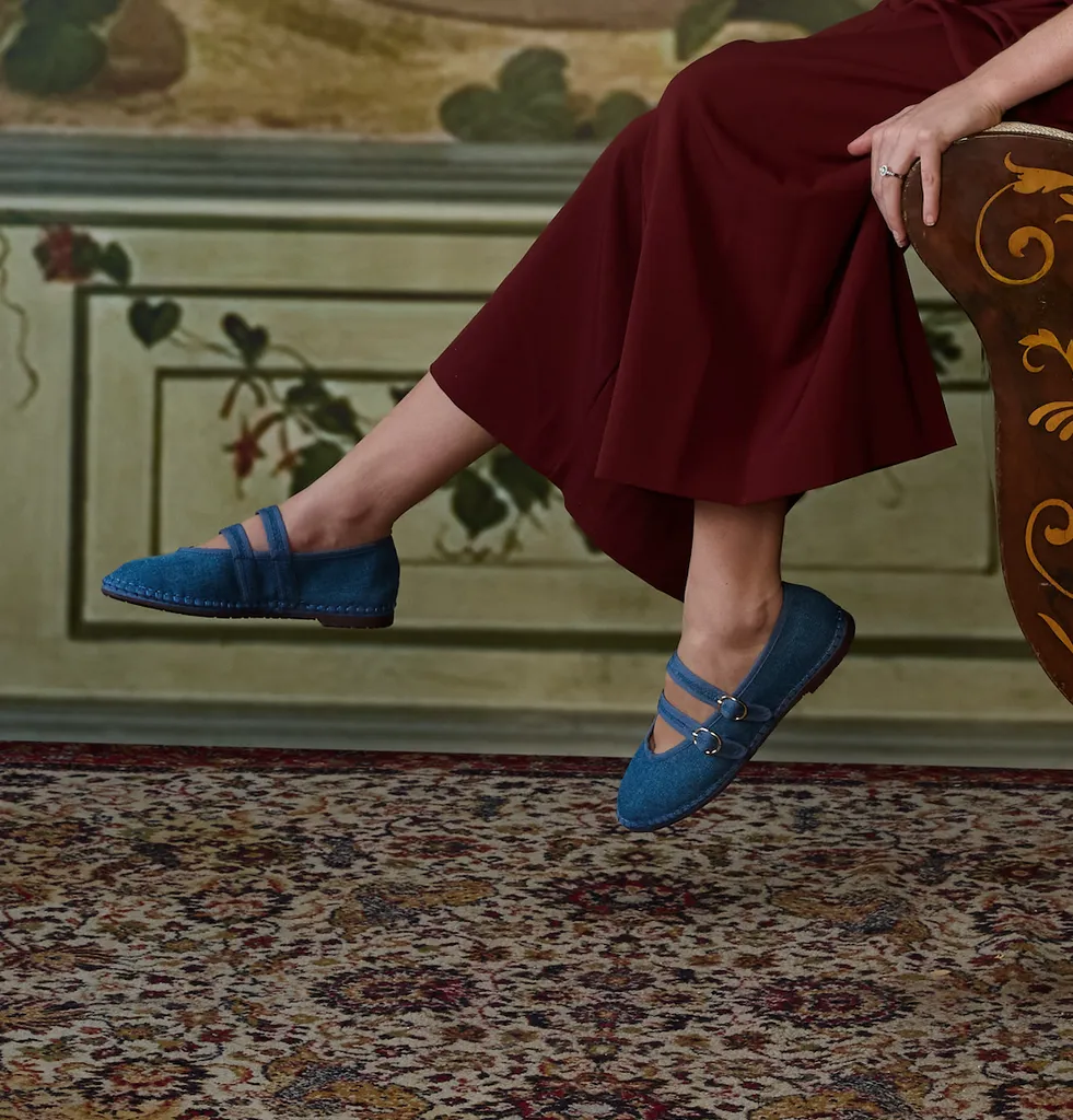 Flagelus Claire Denim Blue pantofi denim albastru