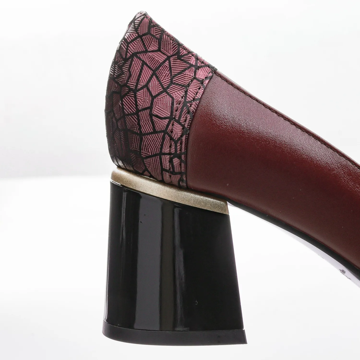 Catinca Shoes A64 BM pantofi dama piele naturala bordo mozaic
