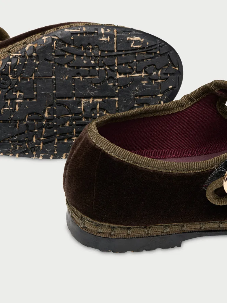 Flabelus Ulla Kids pantofi copii Mary Jane maro catifea