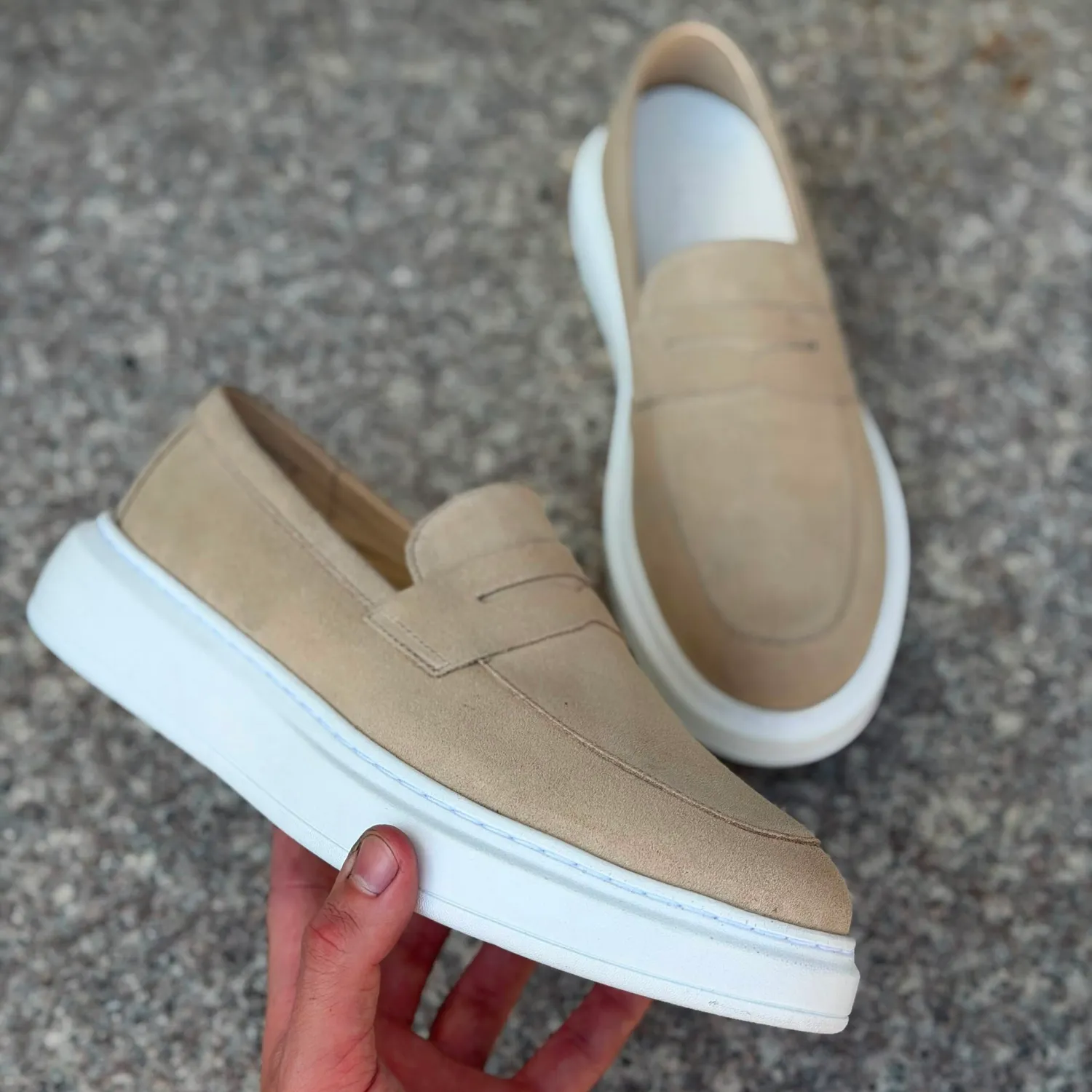 Lucas Shoes Ezra Bej loafers bej velur piele