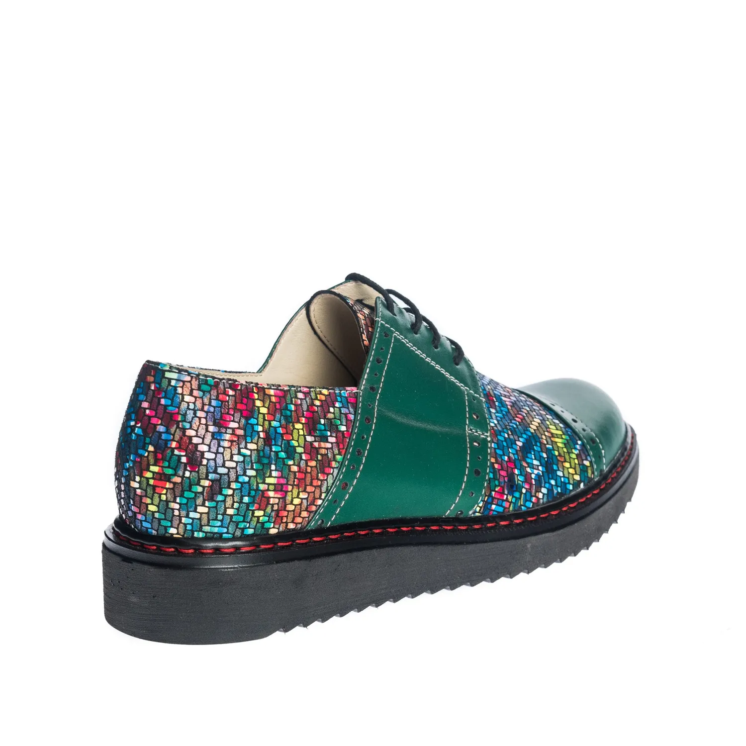 Catinca Shoes G26 VM pantofi dama piele naturala verde mozaic