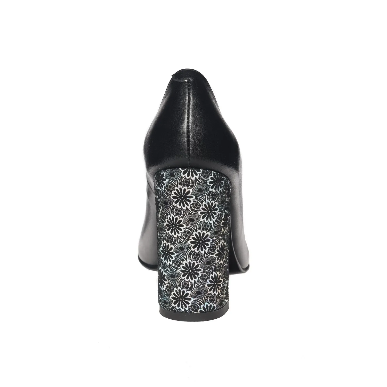 Catinca 2691 NF pantofi dama negri toc flori piele naturala