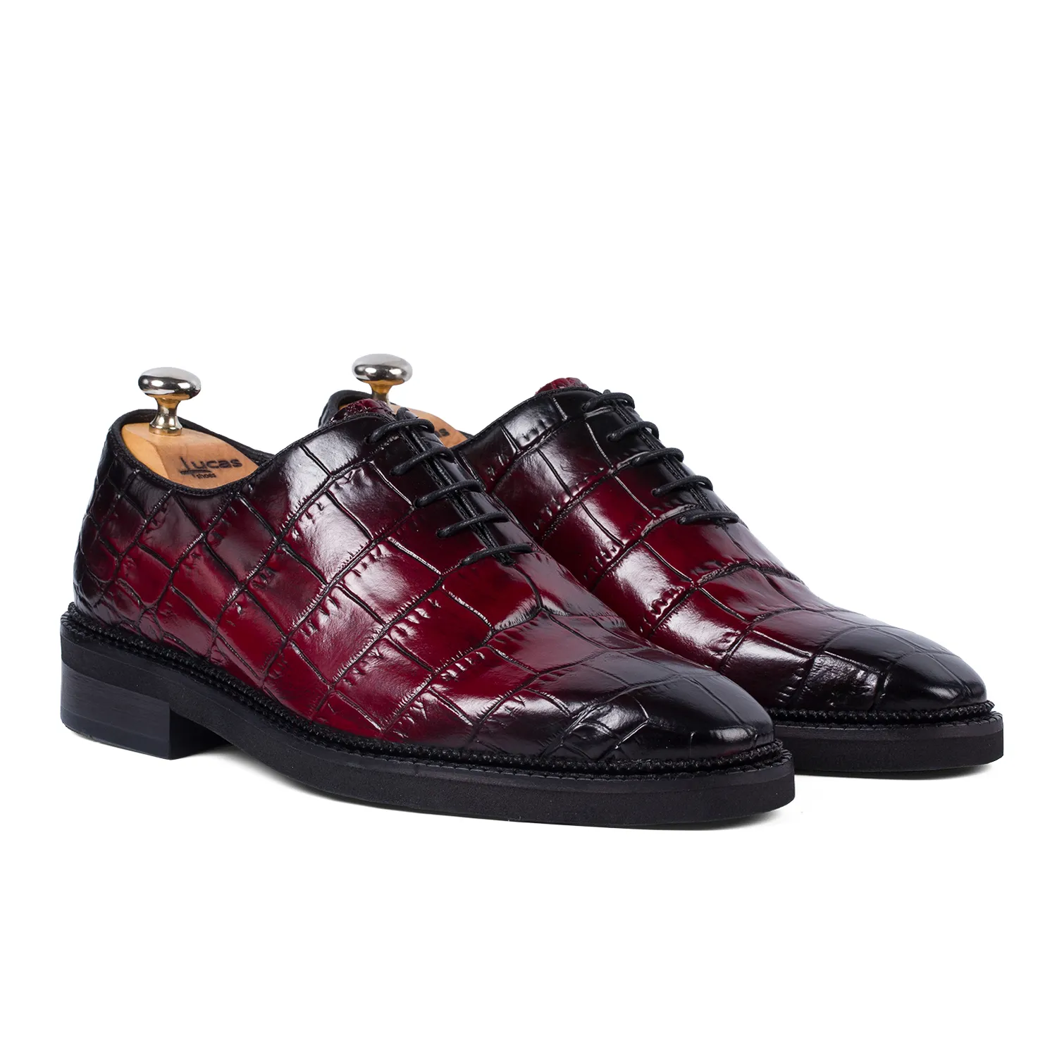 Lucas Shoes Elegant 725 Ukr Croco pantofi roșu piele naturală