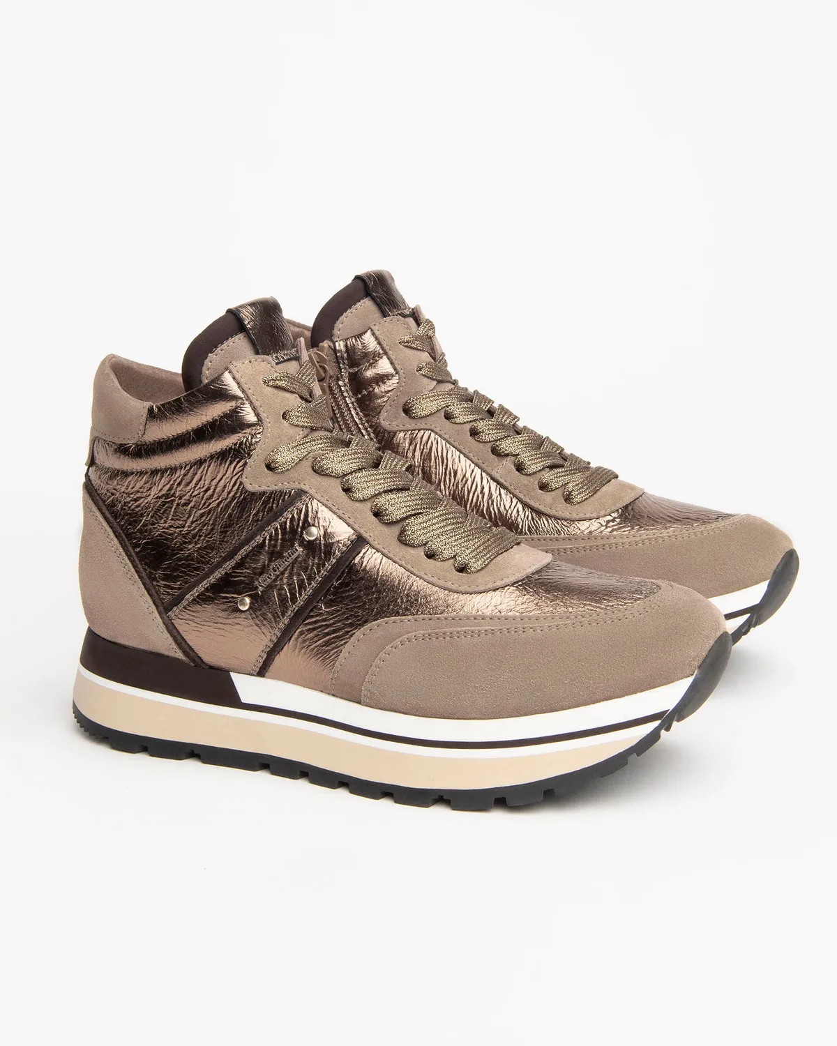 NeroGiardini sneakers înalți piele și piele întoarsă