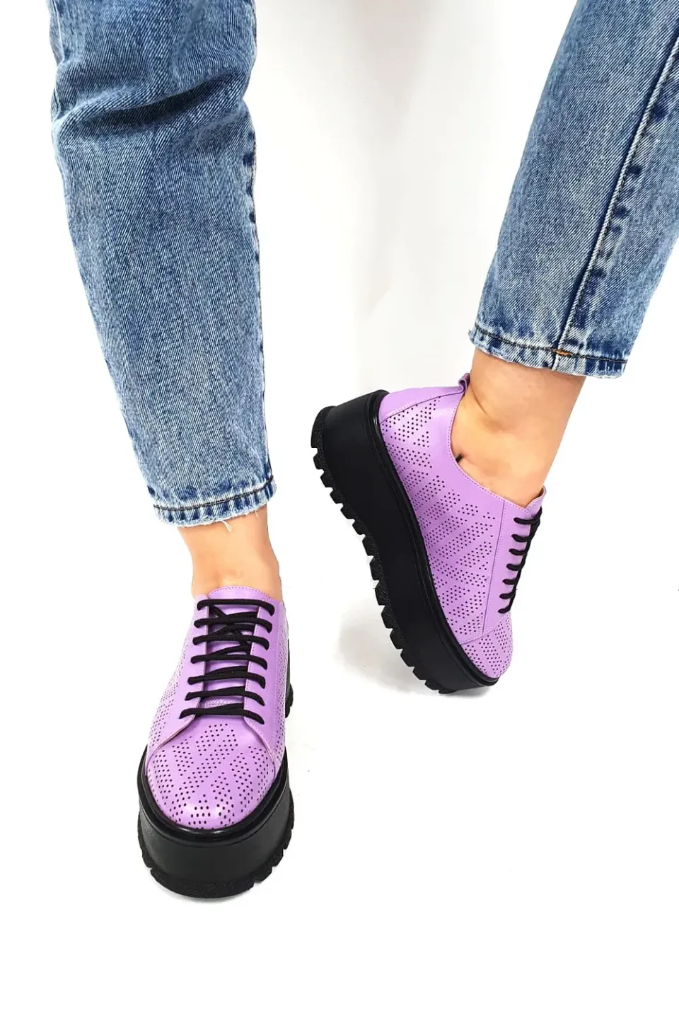 Catinca Shoes XP3 L pantofi dama perforati lila piele