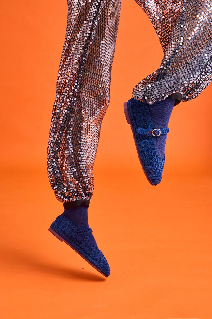 Flagelus Kyra Navy pantofi Mary Jane bleumarin