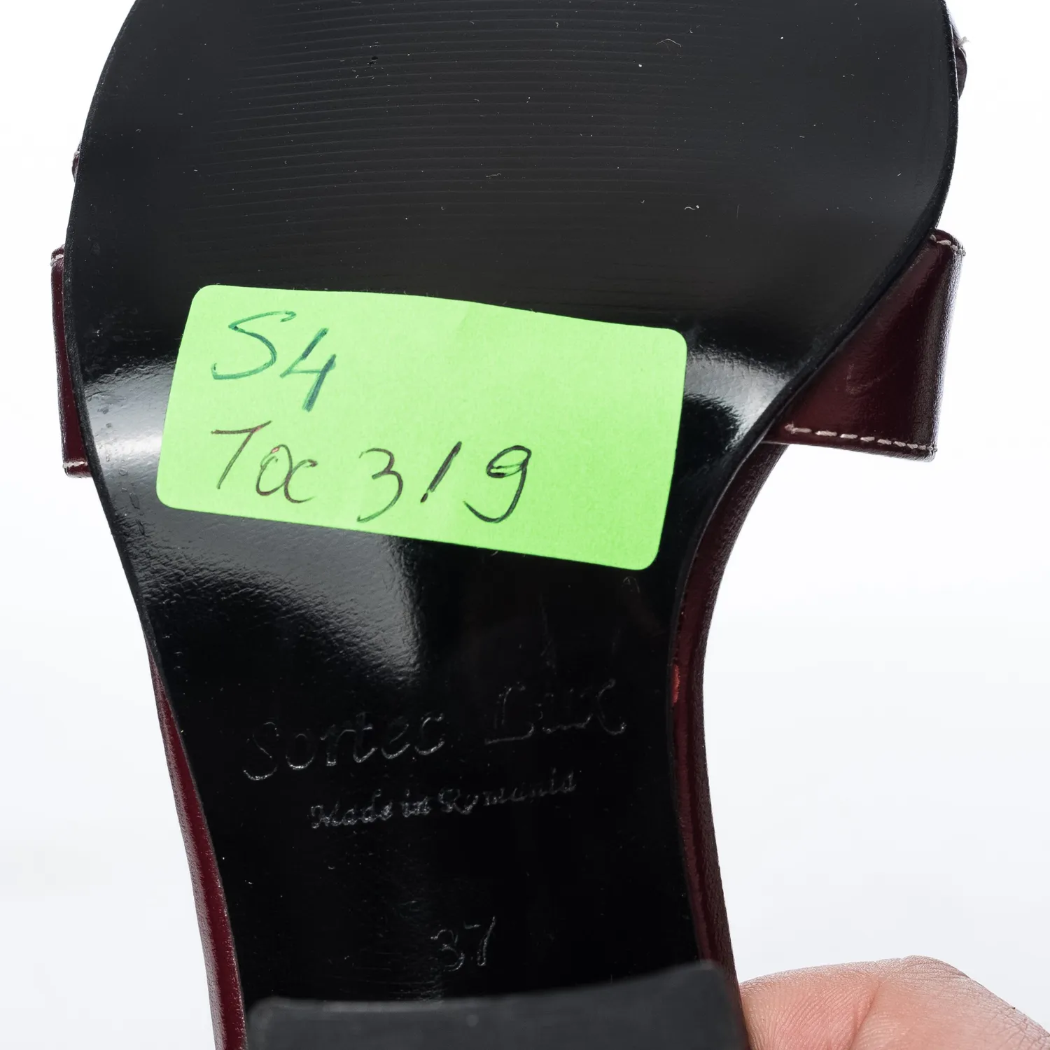 Catinca Shoes S4 sandale dama bordo negru piele naturala