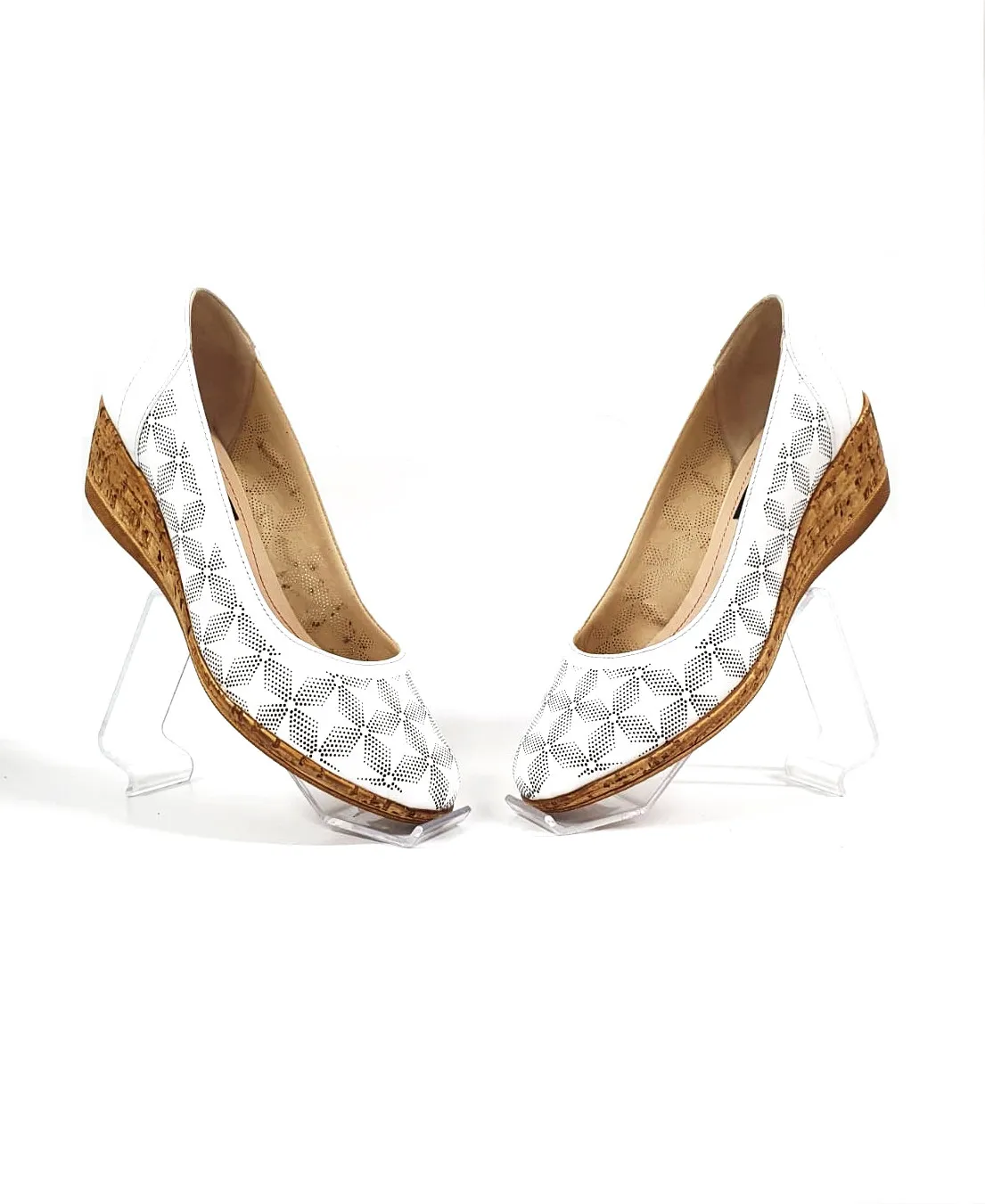 Catinca Shoes T13 A pantofi dama piele albi perforati
