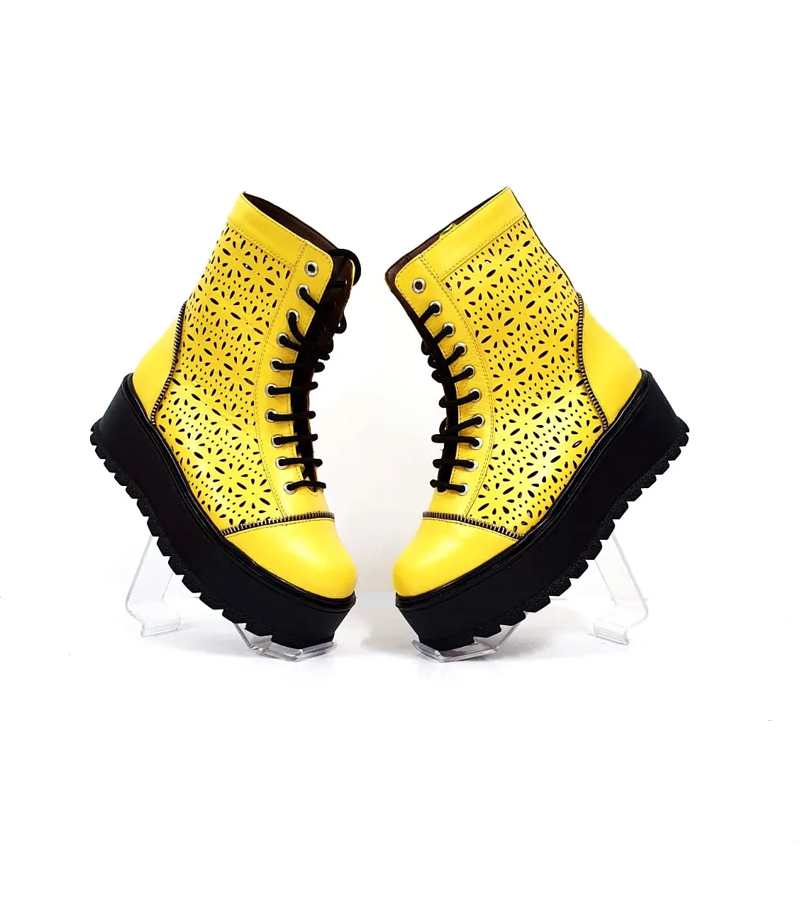 Catinca Shoes BV31 GA bocanci vara piele galben perforat