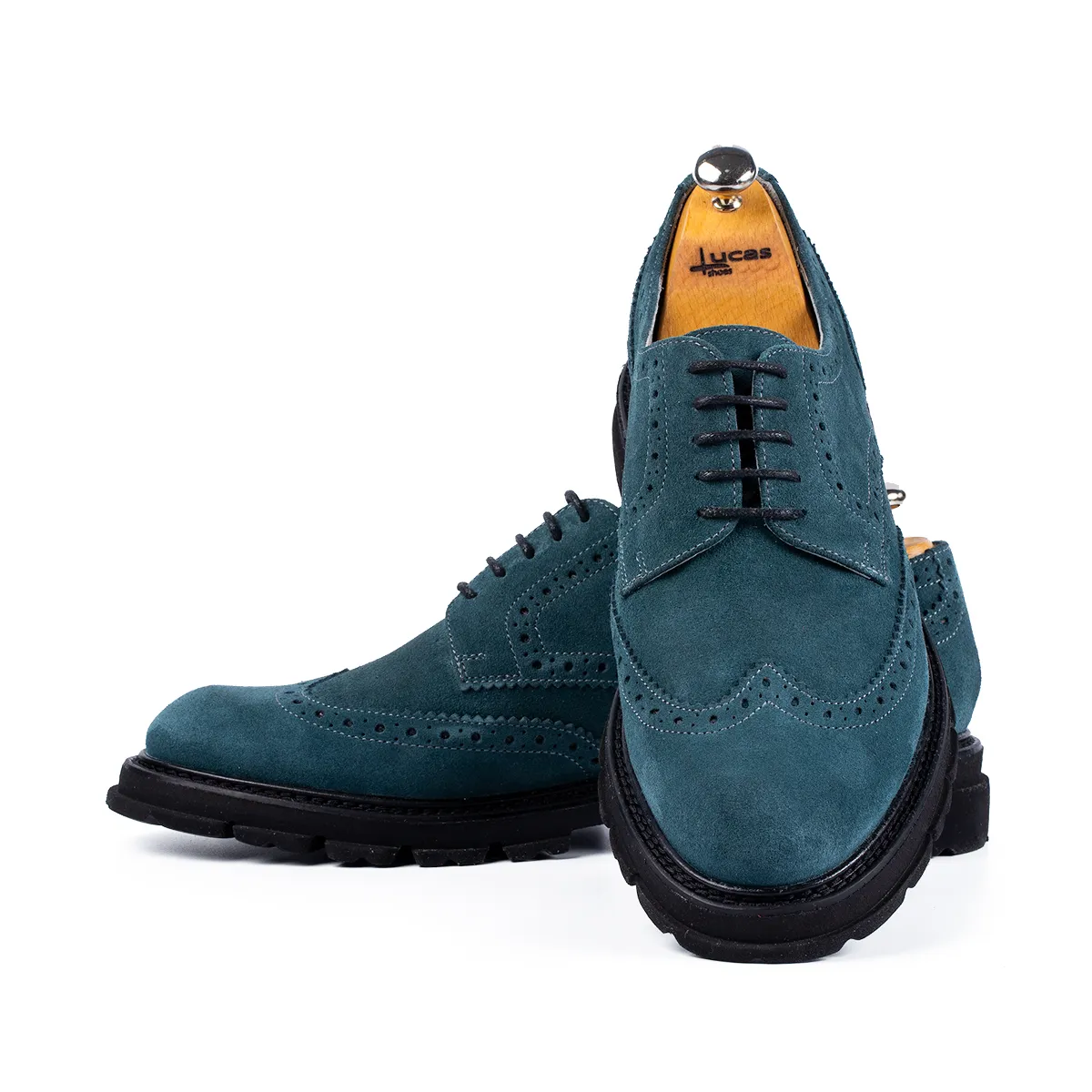 Lucas Shoes Elegant 550 pantofi piele turcoaz velur