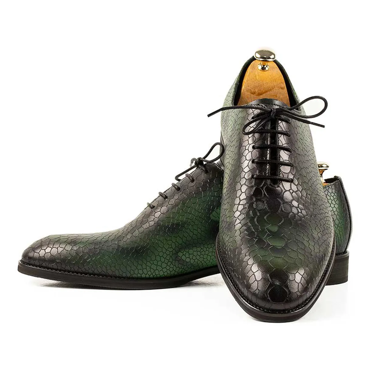 Lucas Shoes Elegant 715 pantofi piele verde valuri