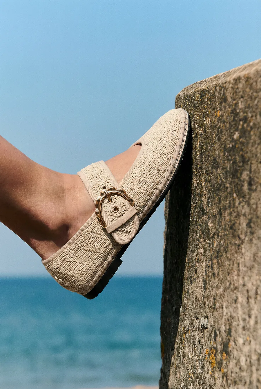 Flagelus Sophie Raffia Nude balerini rafie gri