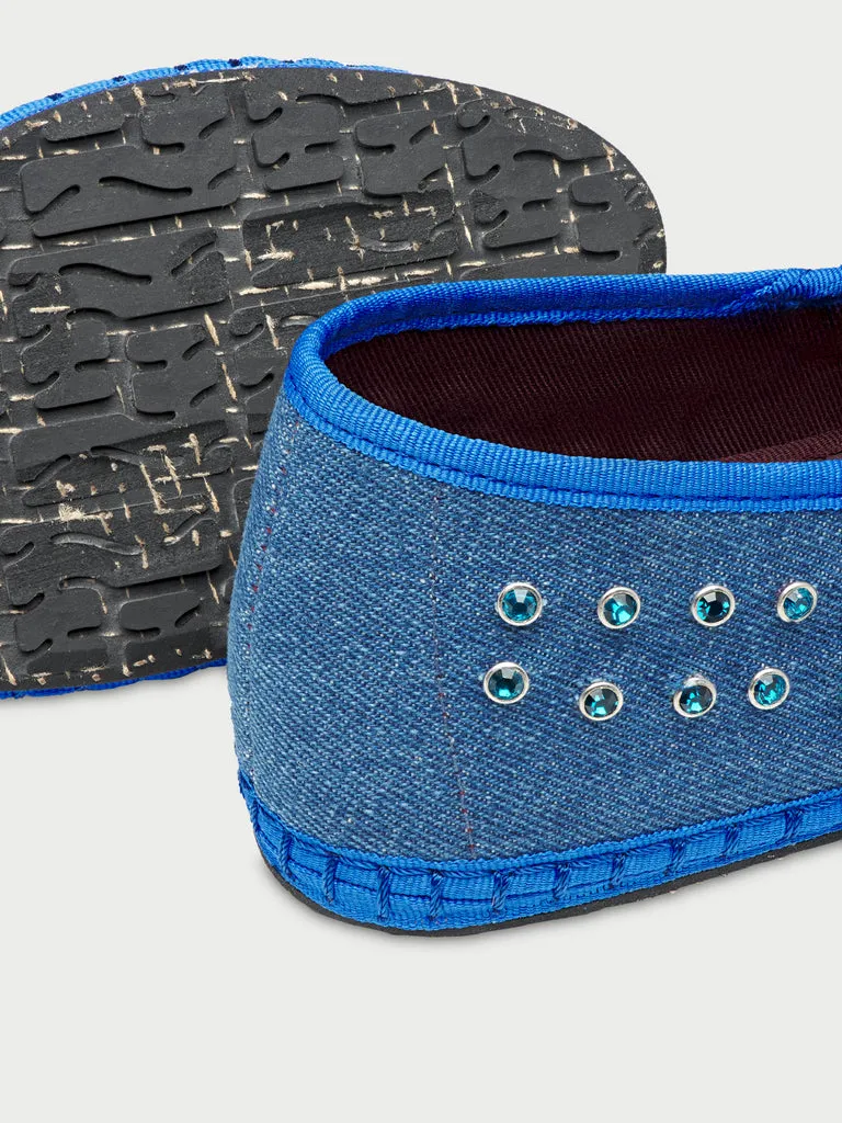 Flagelus Mae Soshi balerini denim albastru cu cristale
