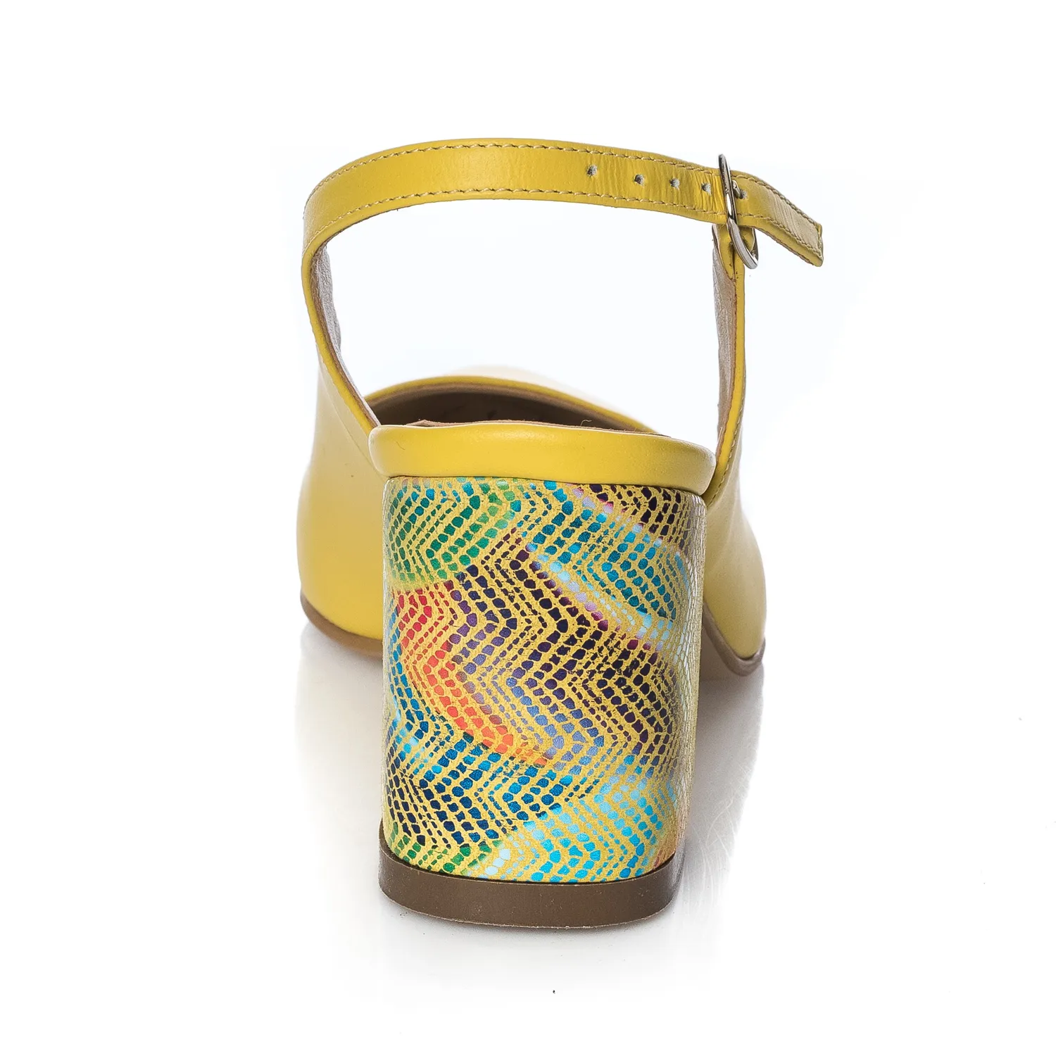 Catinca Shoes V7 GTM sandale dama piele naturala galben toc mozaic