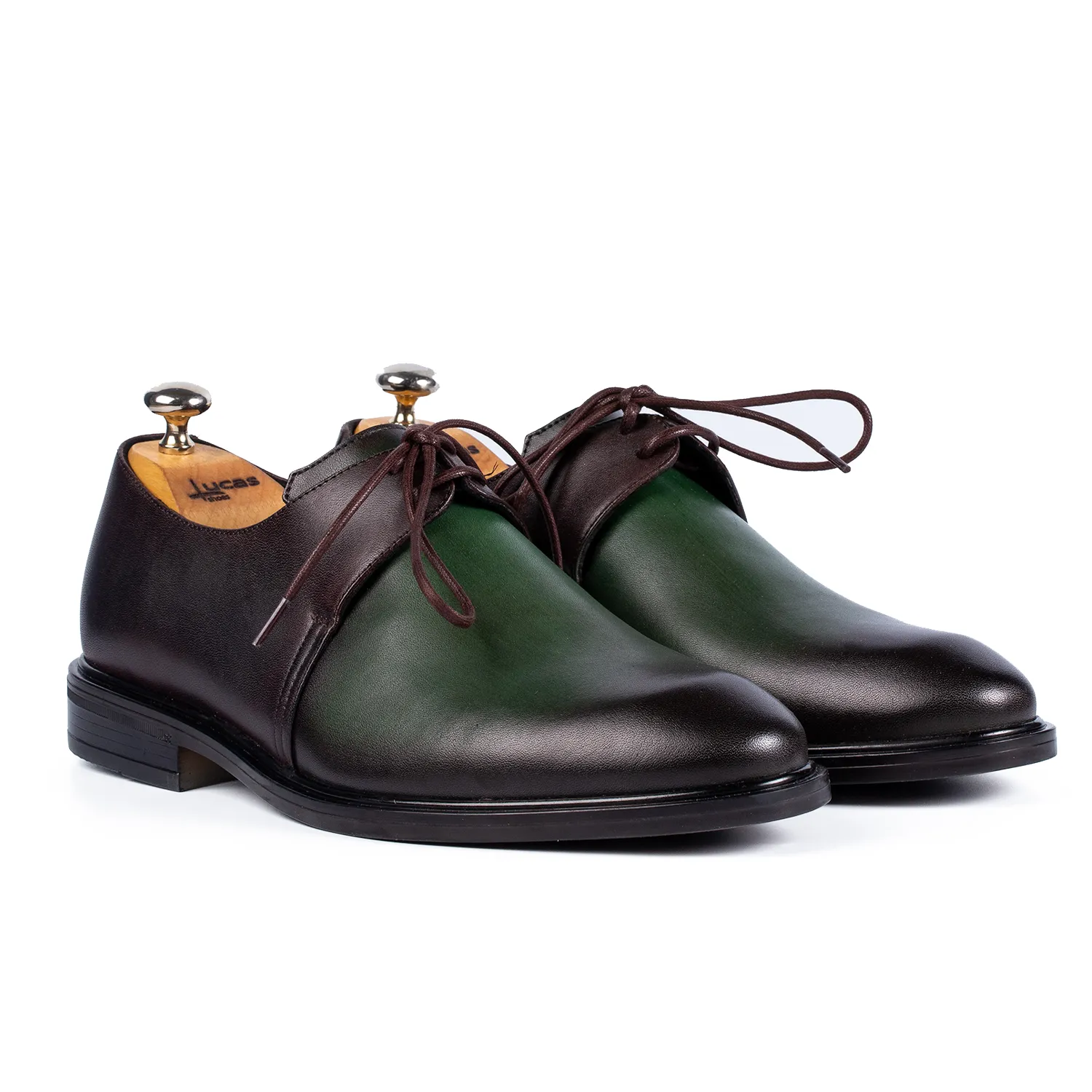 Lucas Shoes Arca Derby pantofi maro-verde piele