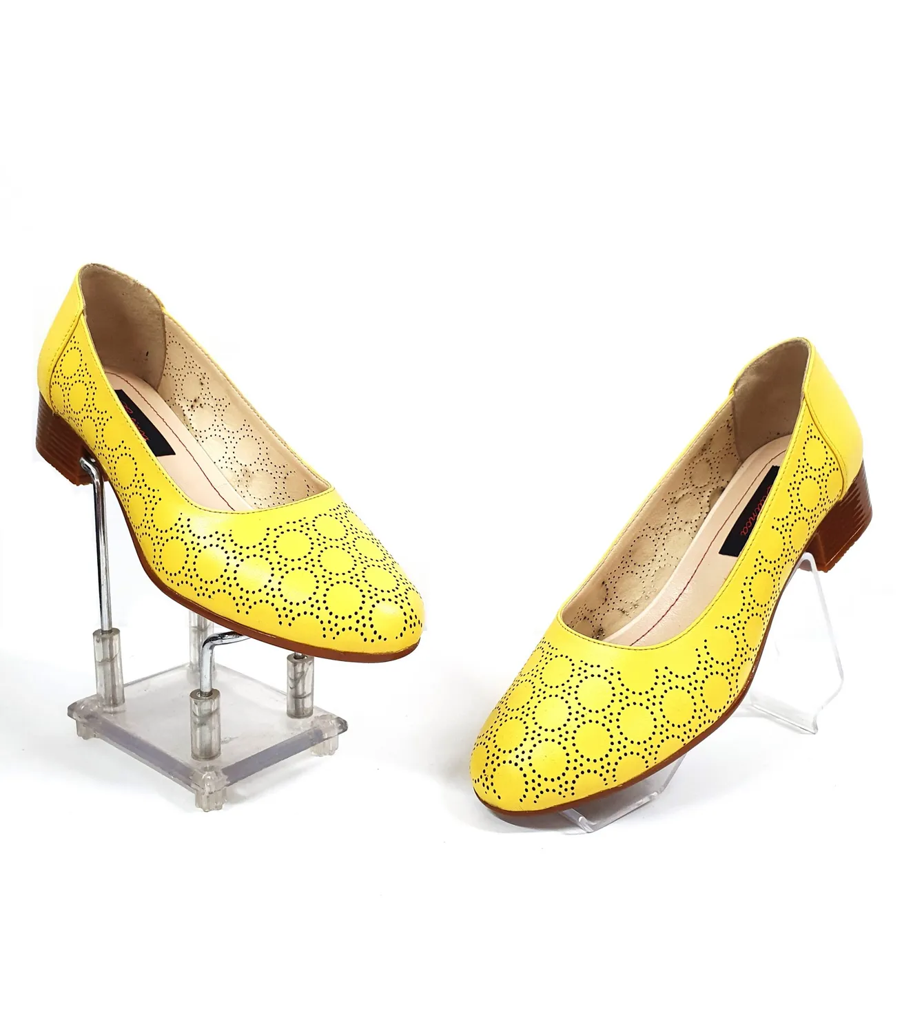Catinca Shoes T9 G pantofi dama perforati piele galbena